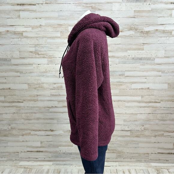 Victorias Secret Pink Teddy Fleece Jacket Womens Size XS Burgundy Quarter Zip - Picture 7 of 16